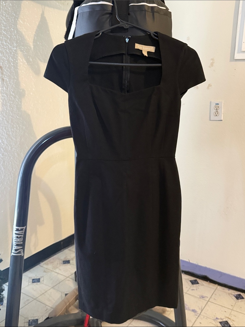 Banana Republic Black Square-Neck Cap-Sleeve Midi Dress